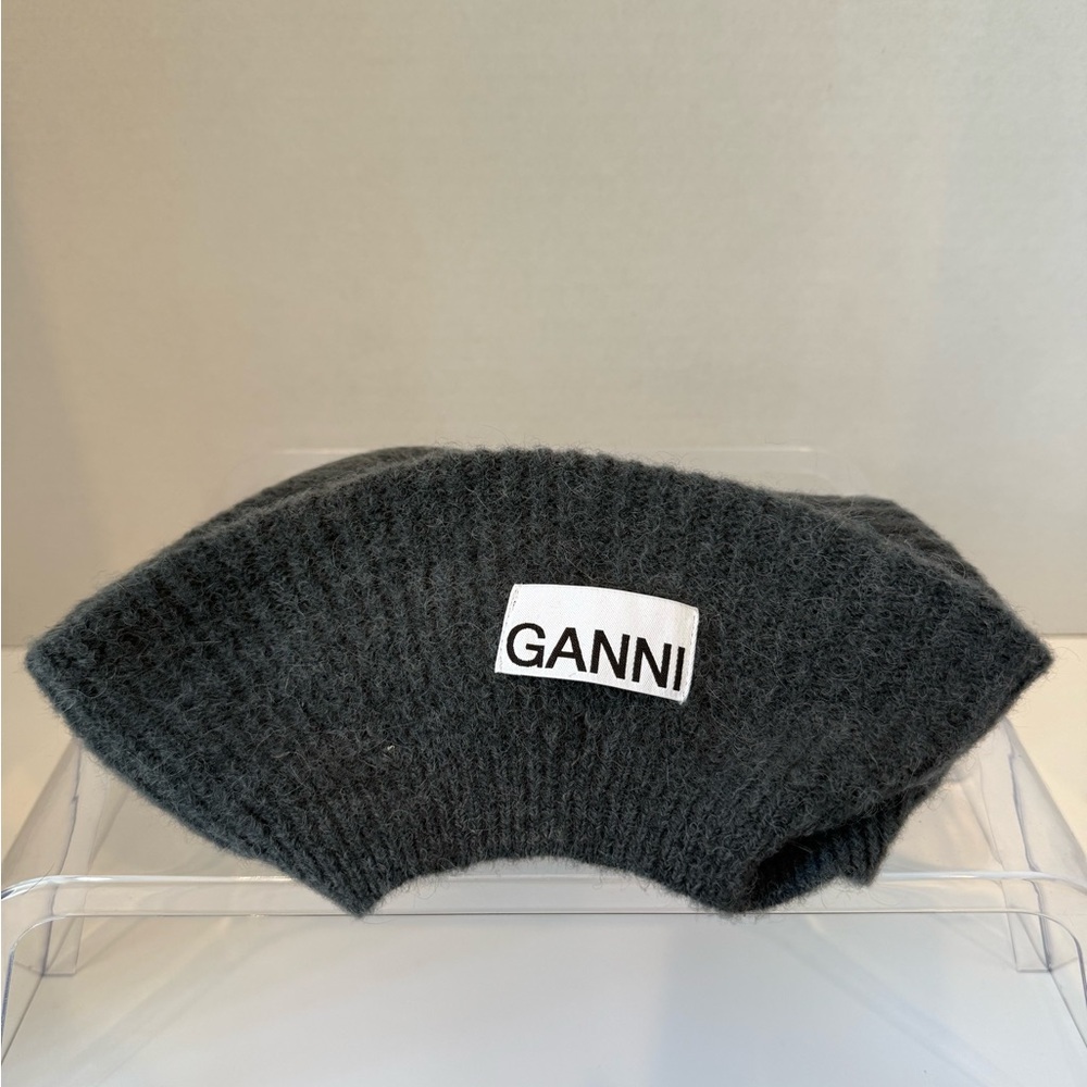 GANNI Grey Wool Blend Beret